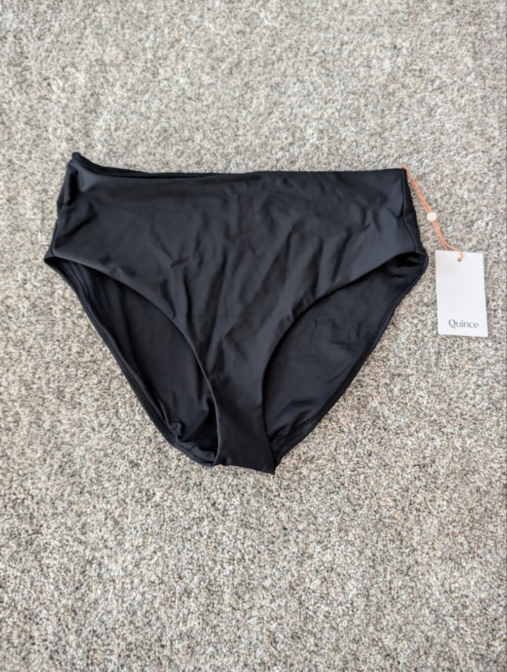Quince Black High Waist Bikini Bottom Black Size Large NWT